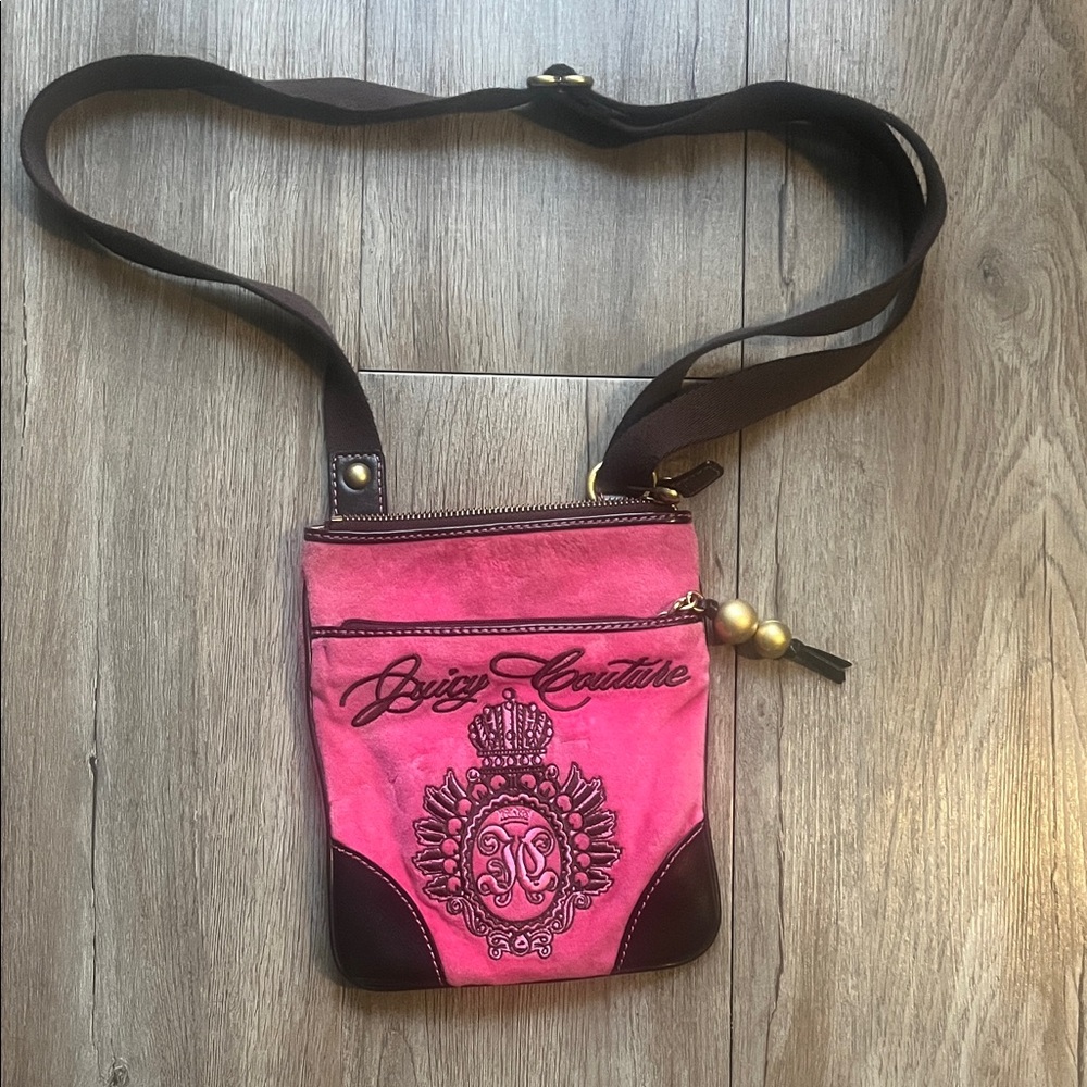 Vintage Juicy Couture Pink and Black Crossbody Bag - Picture 1 of 7